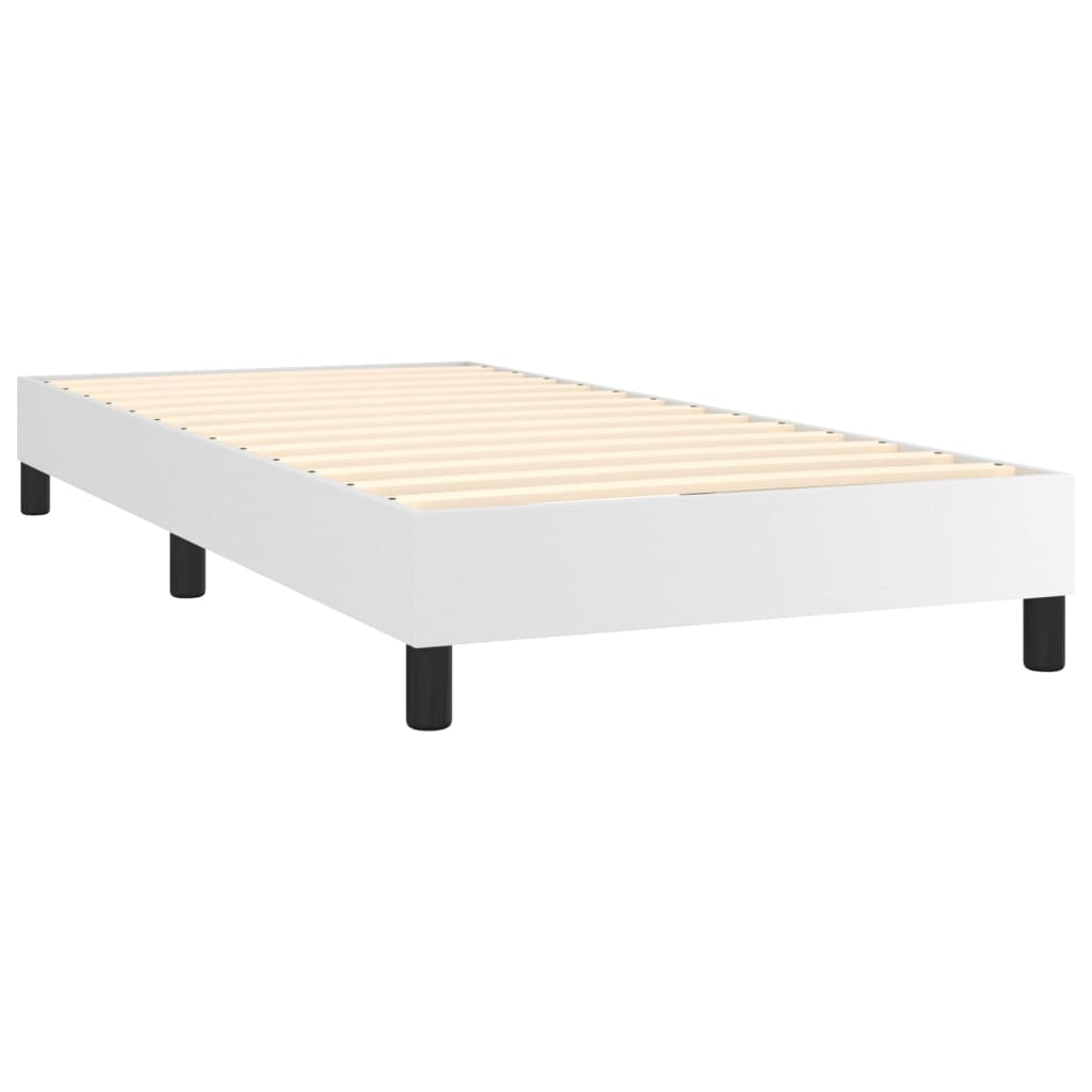 Estrutura de cama com molas 80x200 cm couro artificial branco