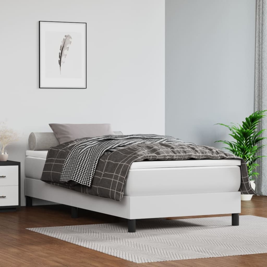 Estrutura de cama com molas 80x200 cm couro artificial branco