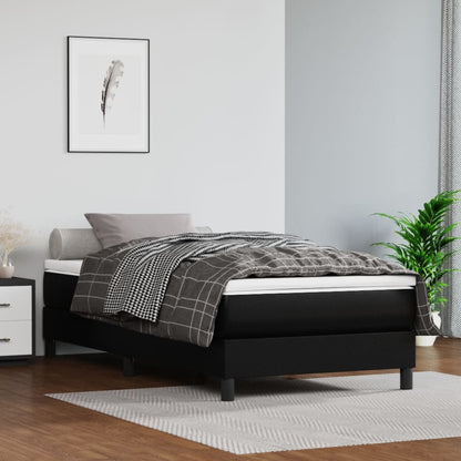 Estrutura de cama 90x200 cm couro artificial preto