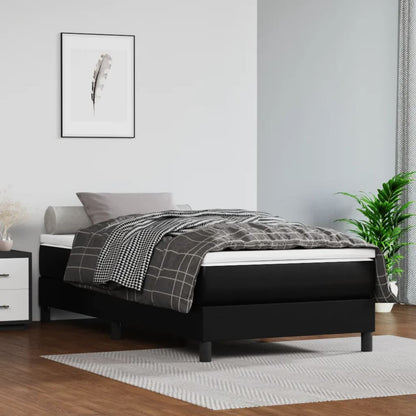 Estrutura de cama 100x200 cm couro artificial preto