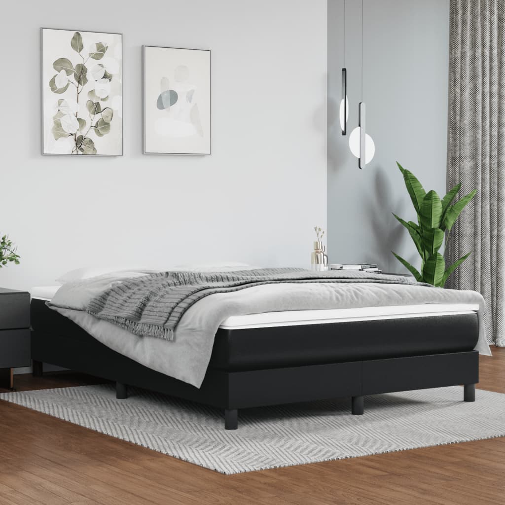 Estrutura de cama 140x190 cm couro artificial preto