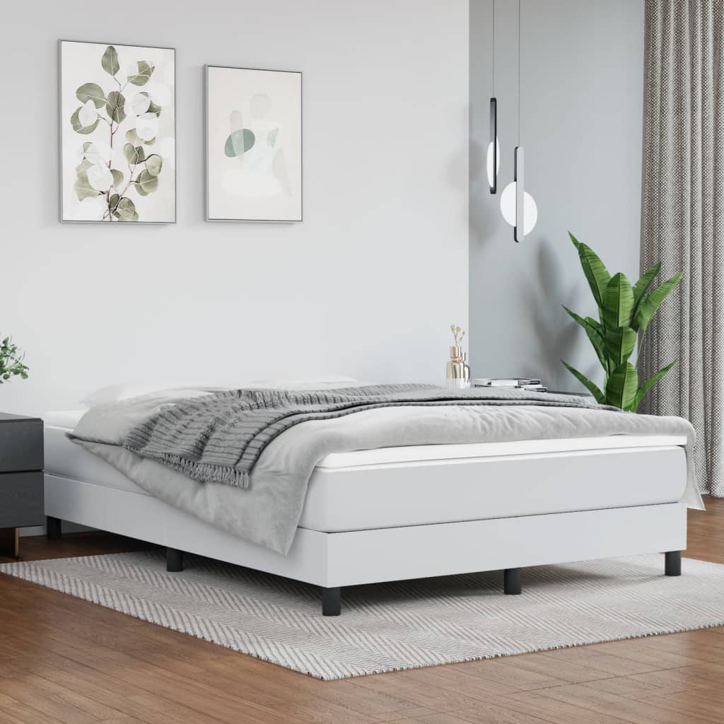 Estrutura de cama 140x190 cm couro artificial branco