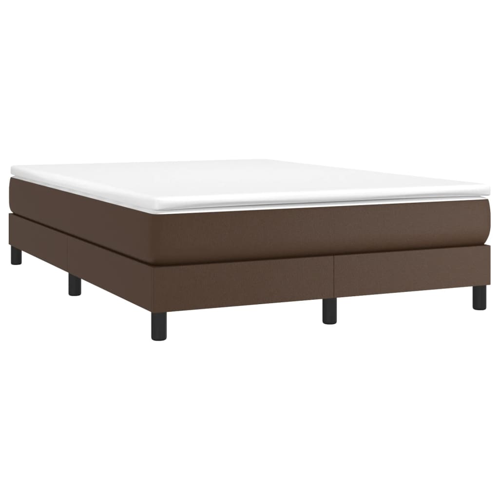 Estrutura de cama 140x200cm couro artificial castanho