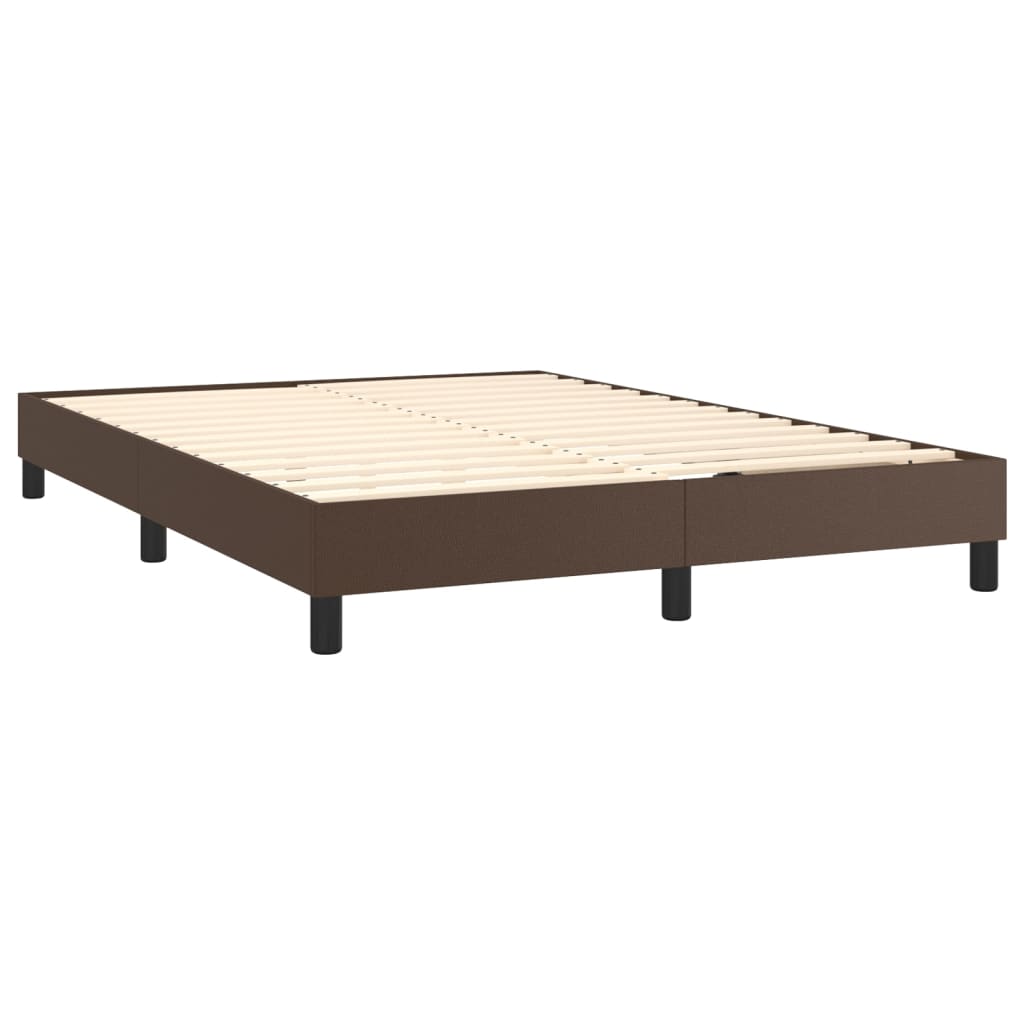 Estrutura de cama 140x200cm couro artificial castanho