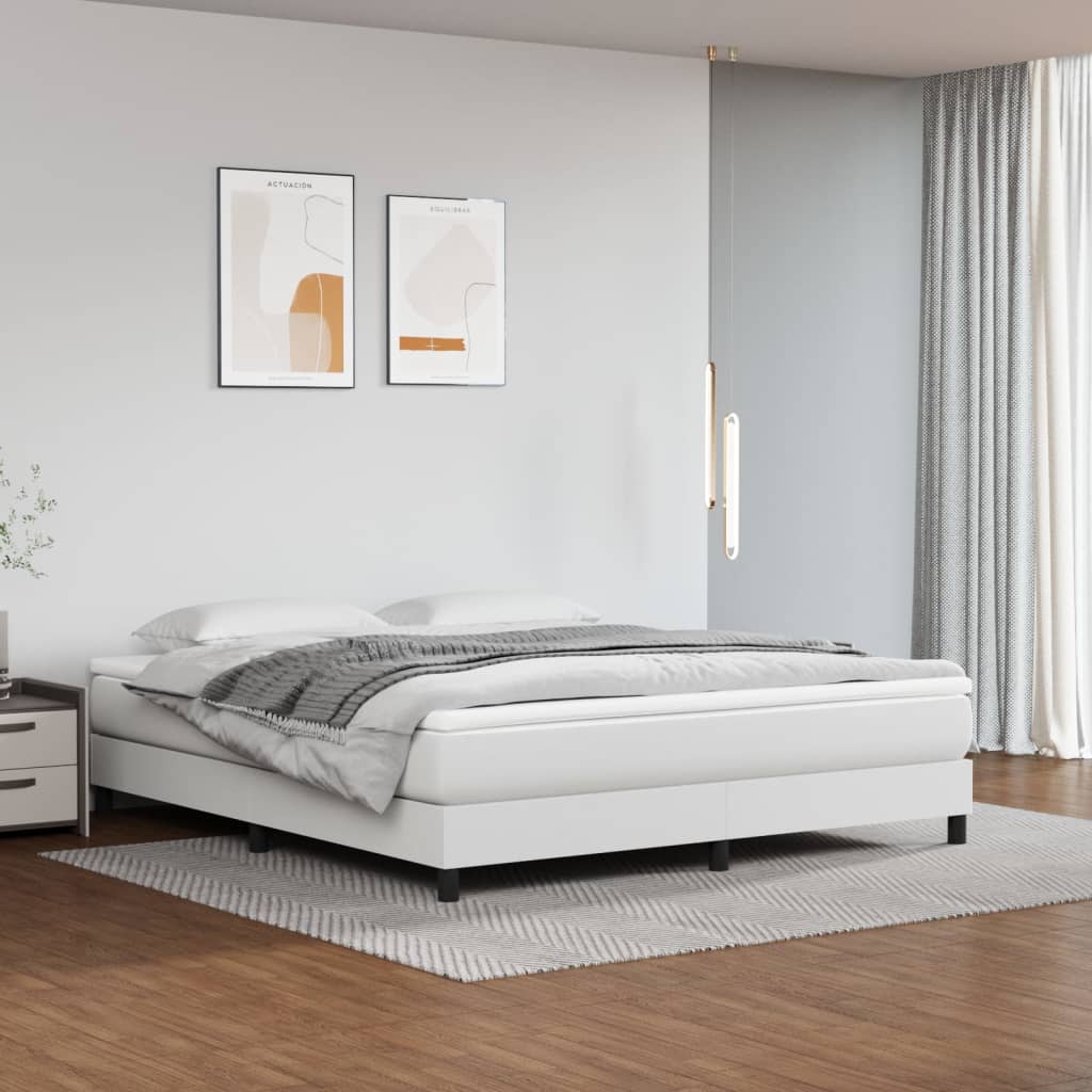 Estrutura de cama 160x200 cm couro artificial branco