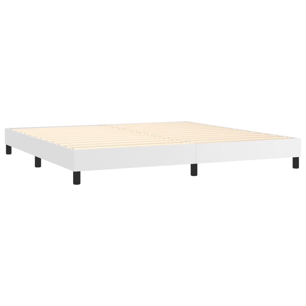 Estrutura de cama 200x200 cm couro artificial branco