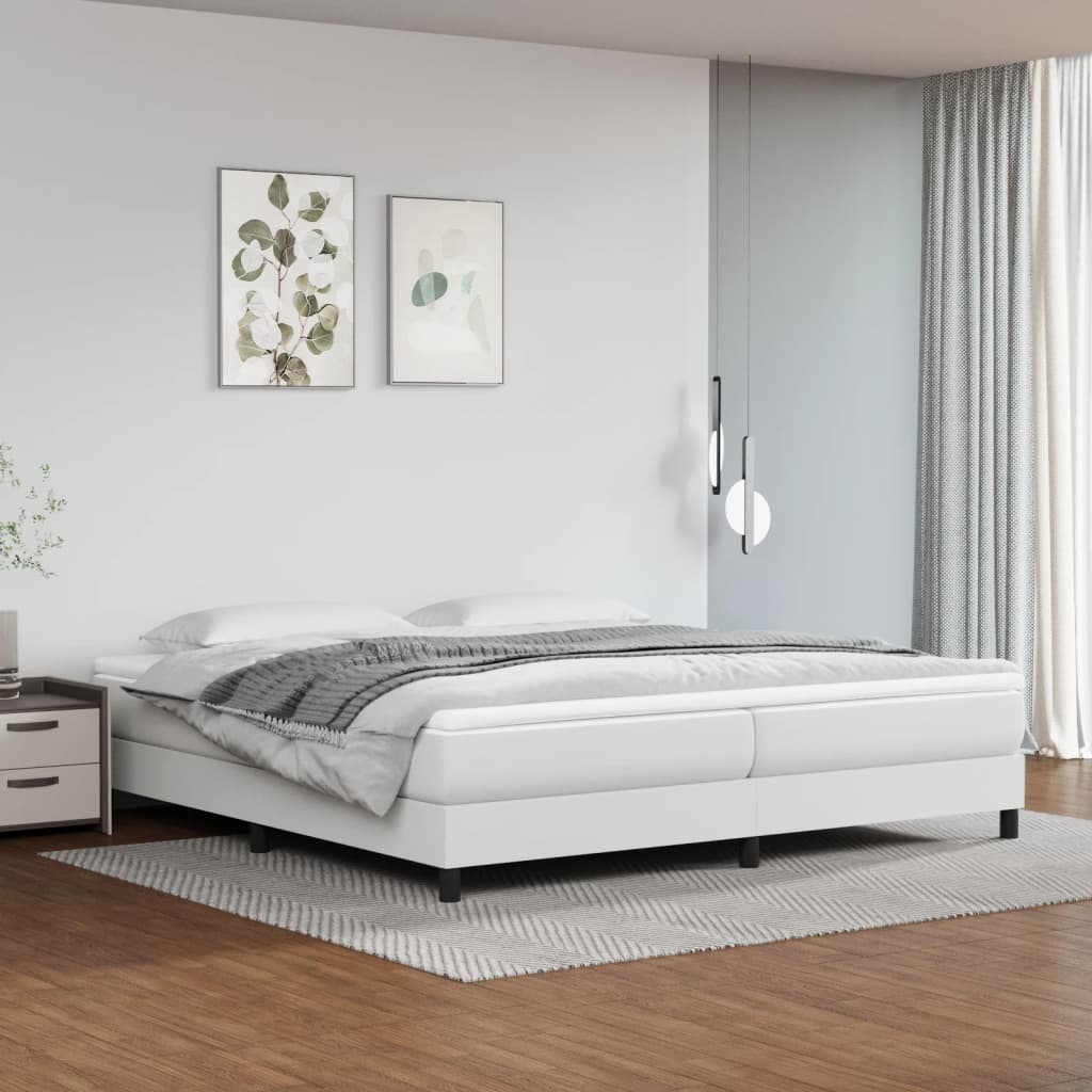 Estrutura de cama 200x200 cm couro artificial branco