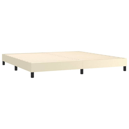 Estrutura de cama 200x200 cm couro artificial cor creme