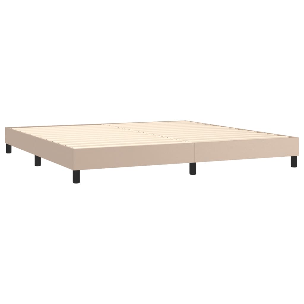 Estrutura de cama 200x200 cm couro artificial cappuccino