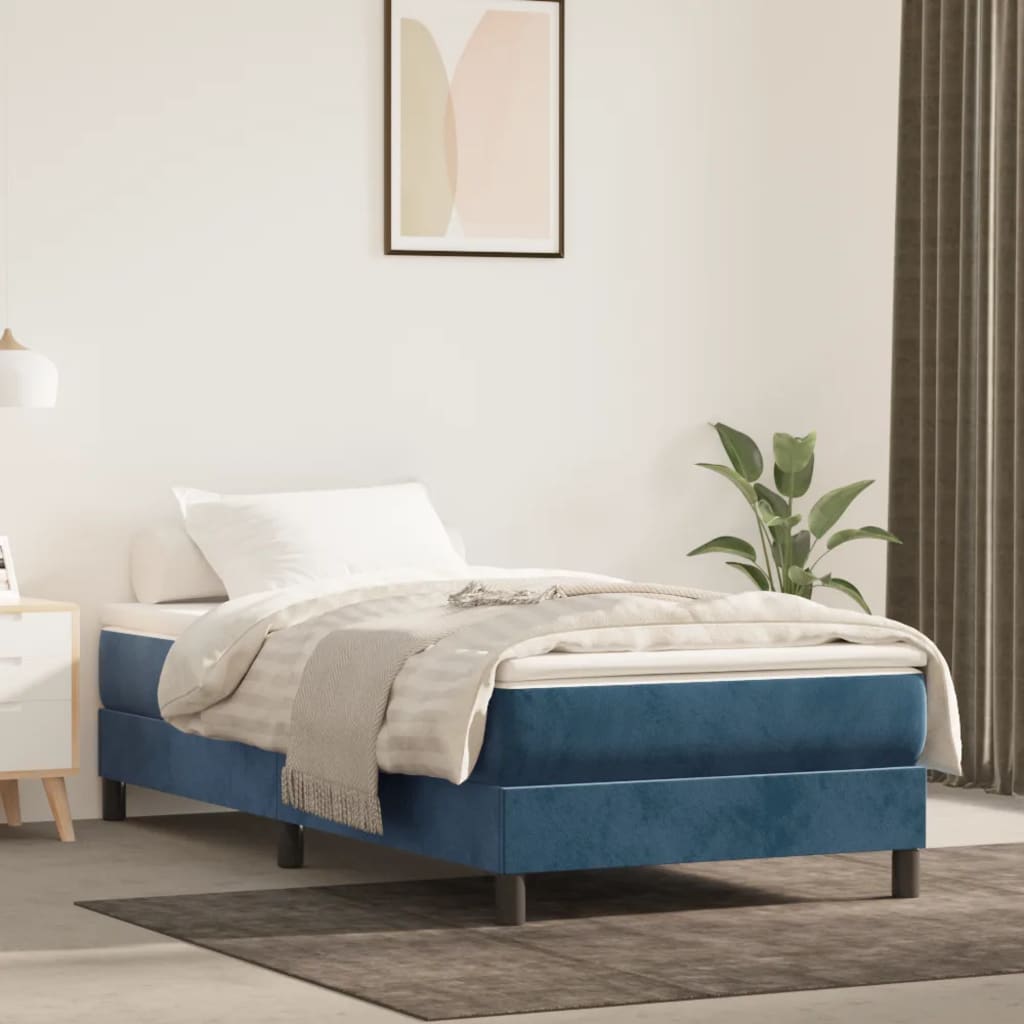 Estrutura de cama 80x200 cm veludo azul-escuro