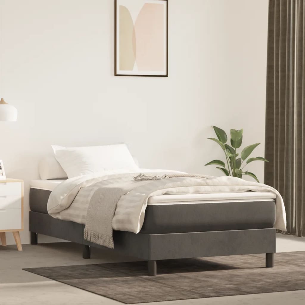 Estrutura de cama 90x190 cm veludo cinzento-escuro