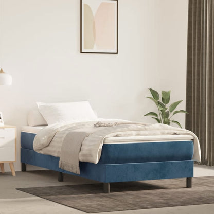 Estrutura de cama 90x190 cm veludo azul-escuro