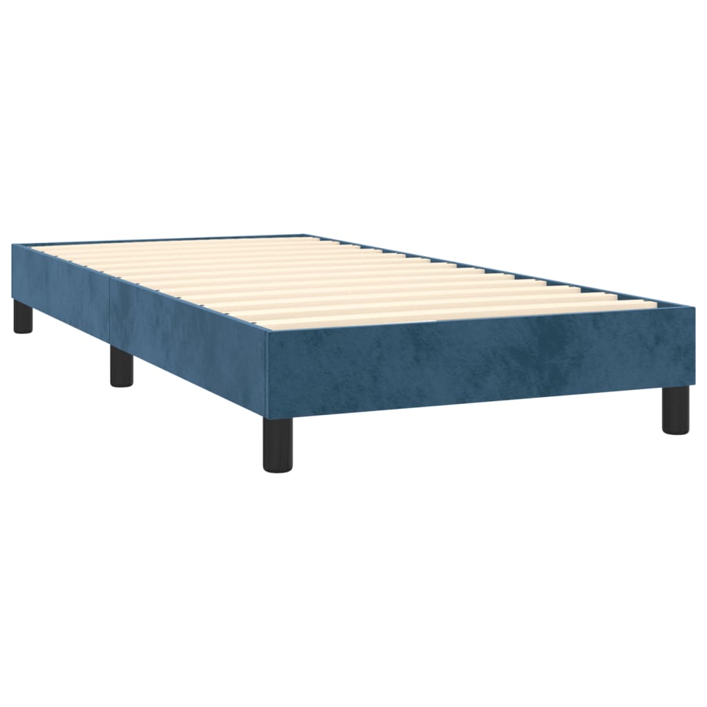 Estrutura de cama com molas 100x200 cm veludo azul-escuro