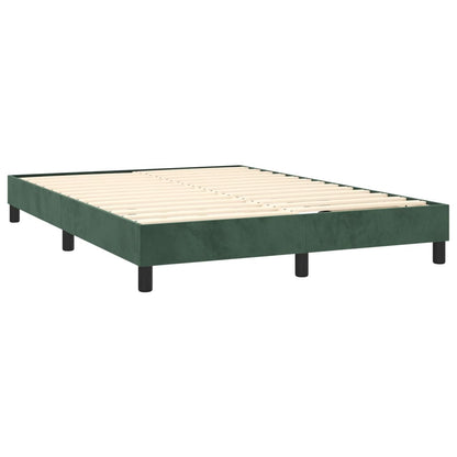 Estrutura de cama com molas 140x190 cm veludo verde-escuro