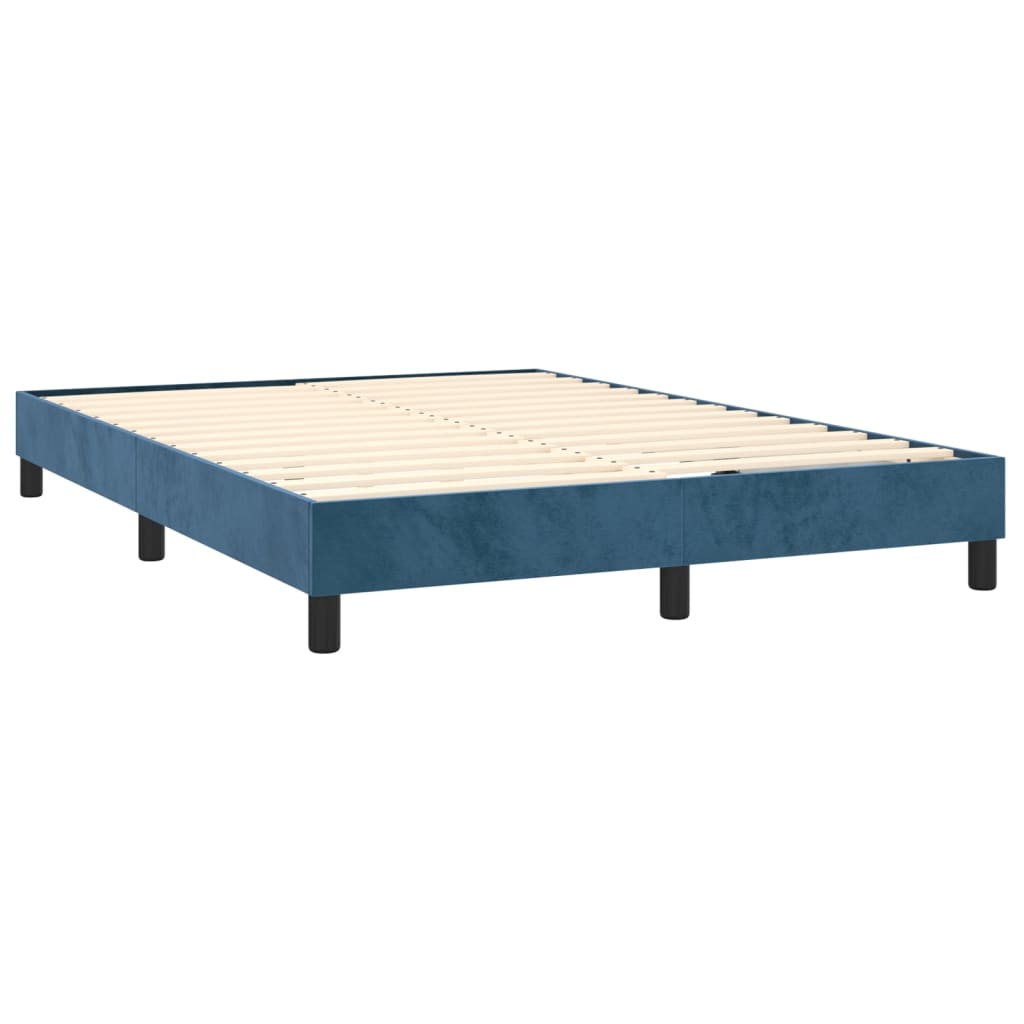 Estrutura de cama 140x190 cm veludo azul-escuro