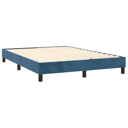 Estrutura de cama 140x190 cm veludo azul-escuro