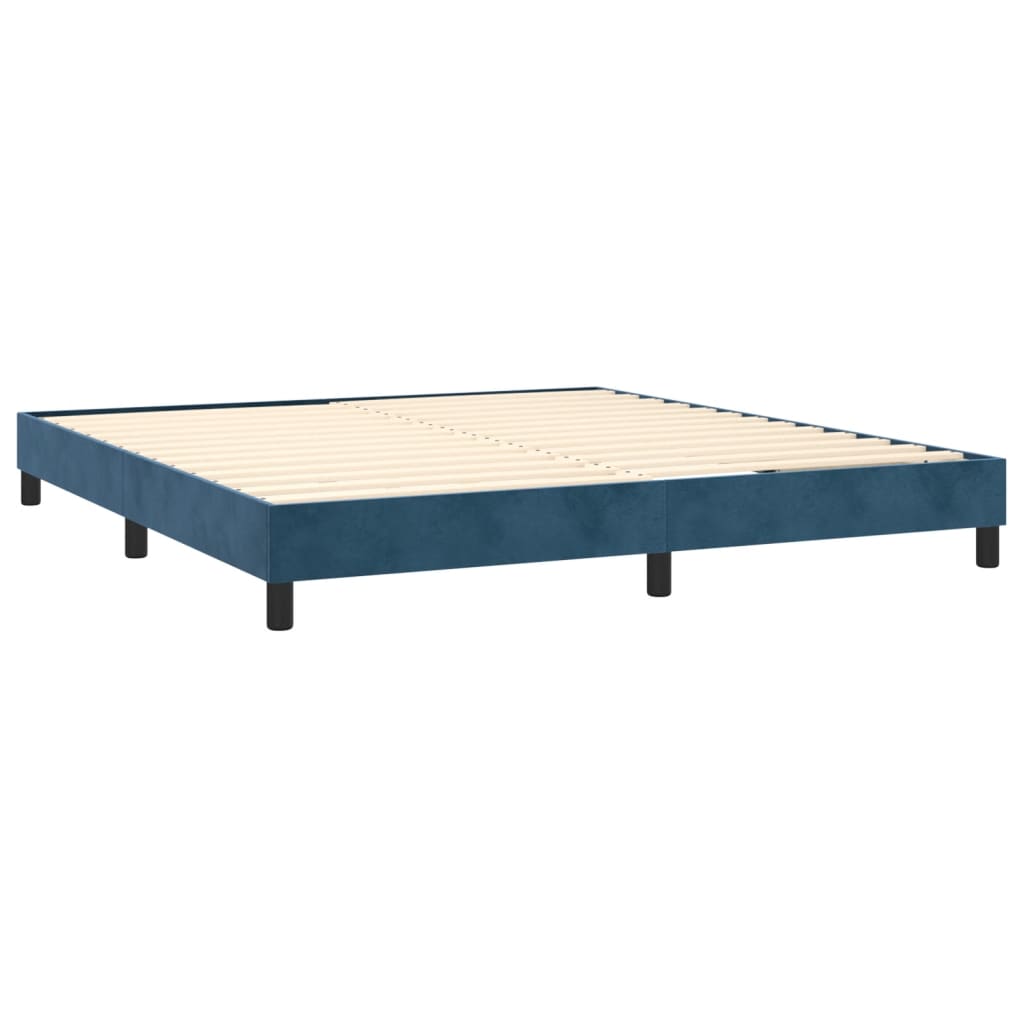 Estrutura de cama 160x200 cm veludo azul-escuro