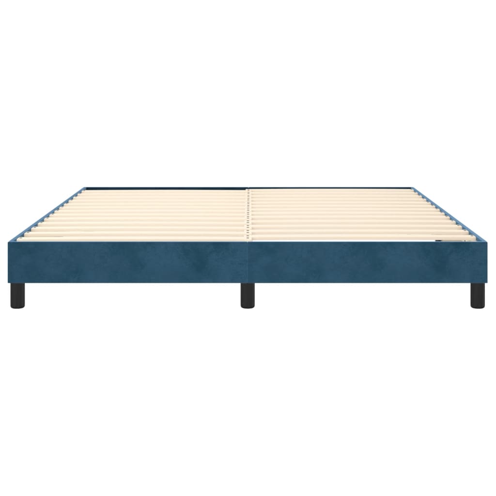 Estrutura de cama 160x200 cm veludo azul-escuro