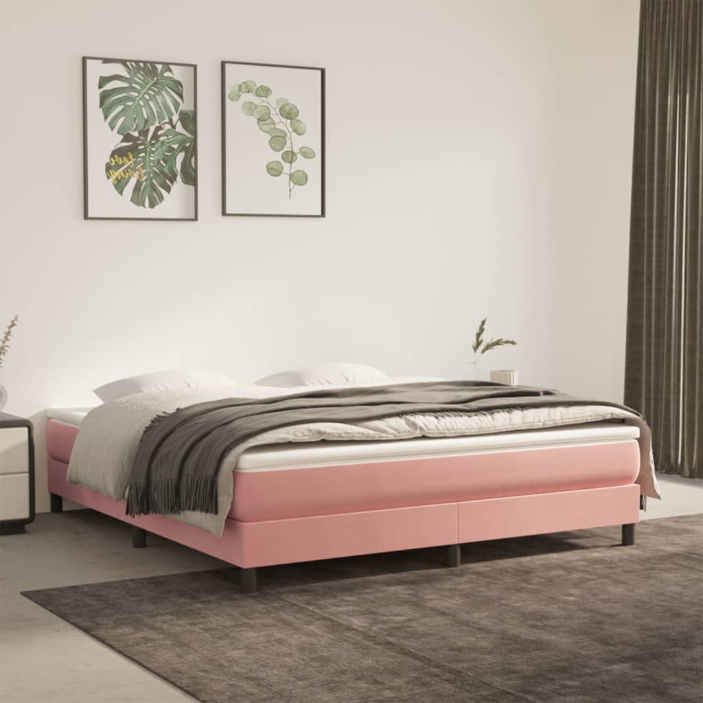 Estrutura de cama 180x200 cm veludo rosa