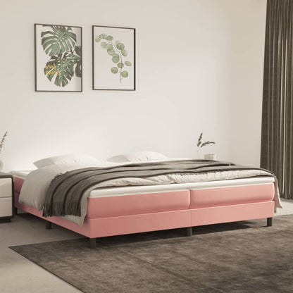 Estrutura de cama 200x200 cm veludo rosa