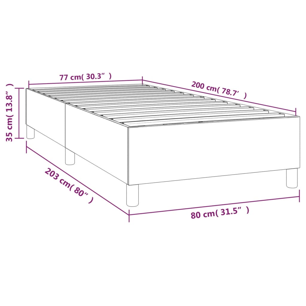 Estrutura de cama com molas 80x200 cm tecido cinza-claro