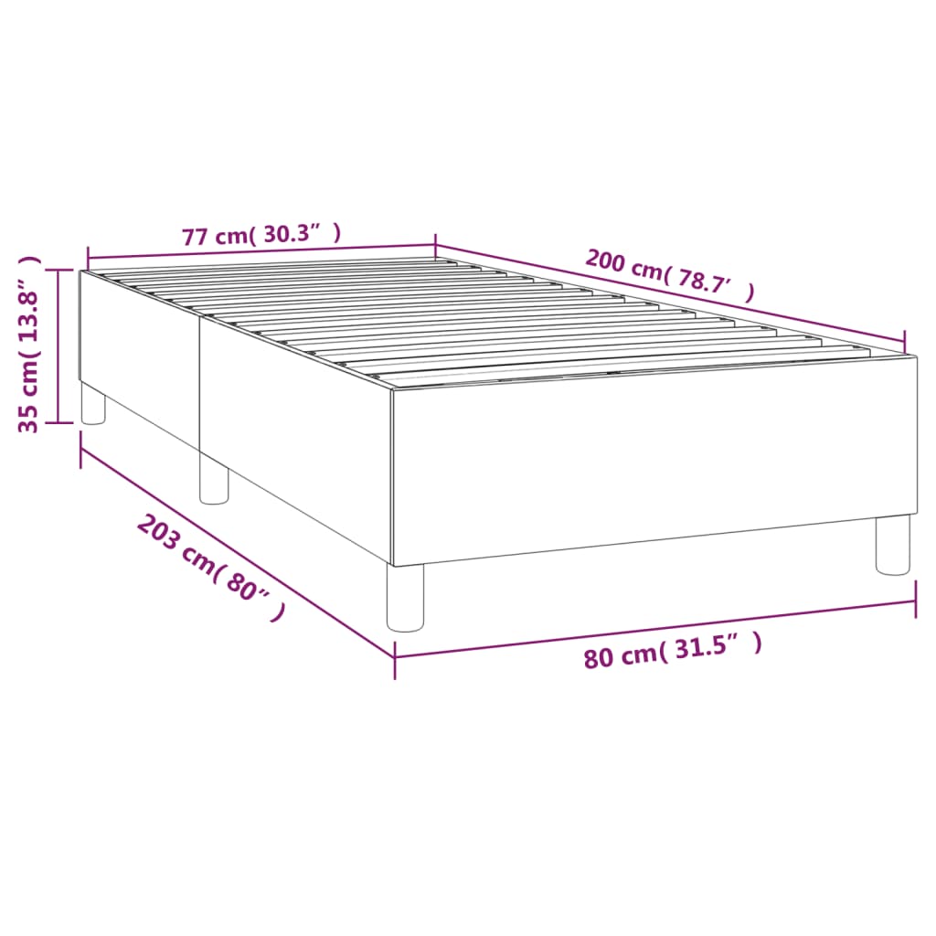 Estrutura de cama em tecido 80x200 cm cinzento-escuro