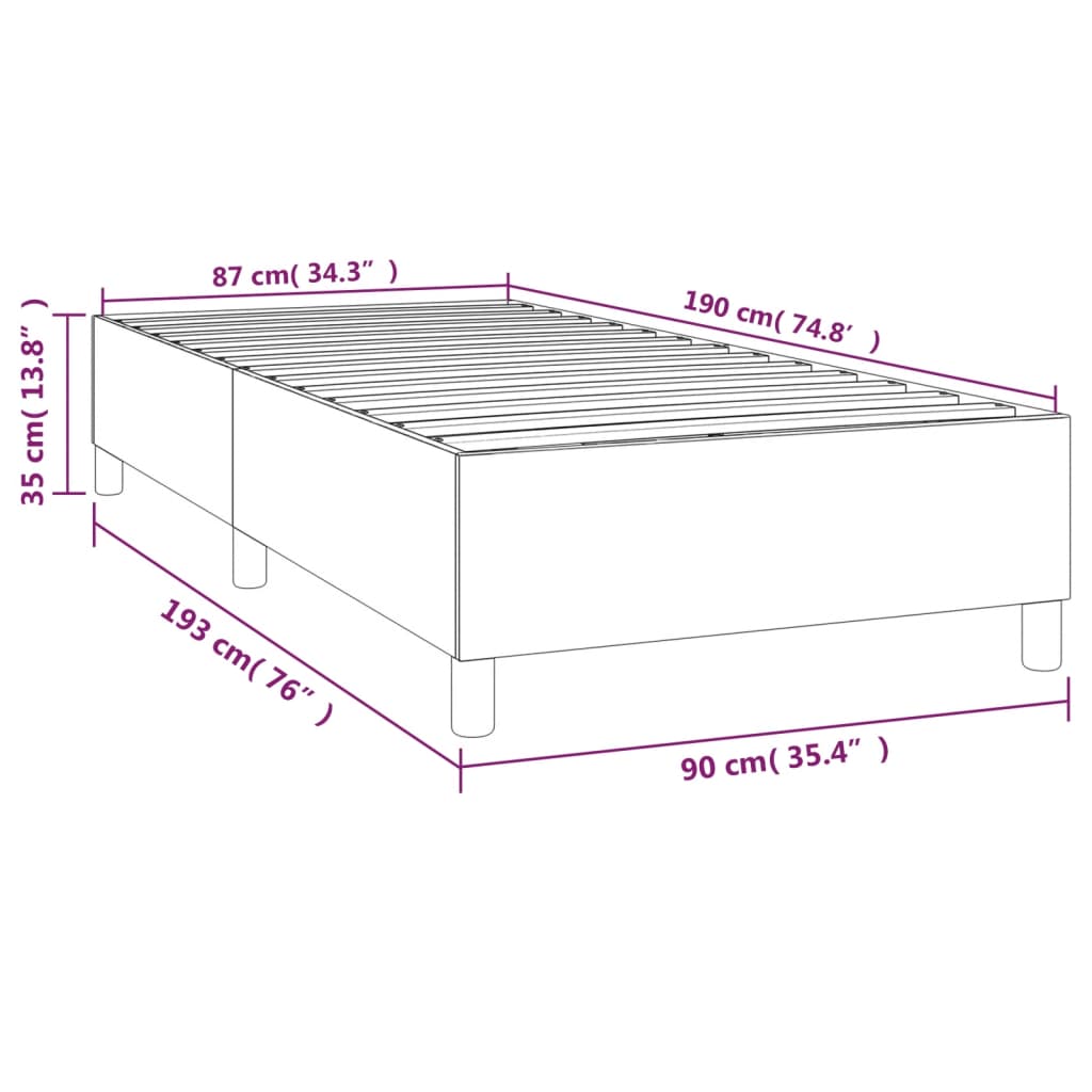 Estrutura de cama com molas 90x190 cm tecido cinza-claro