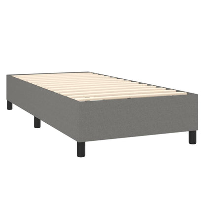 Estrutura de cama com molas 90x190 cm tecido cinzento-escuro