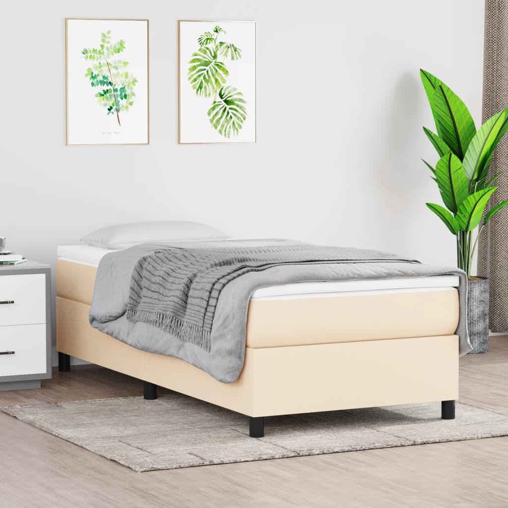 Estrutura de cama 90x190 cm tecido cor creme