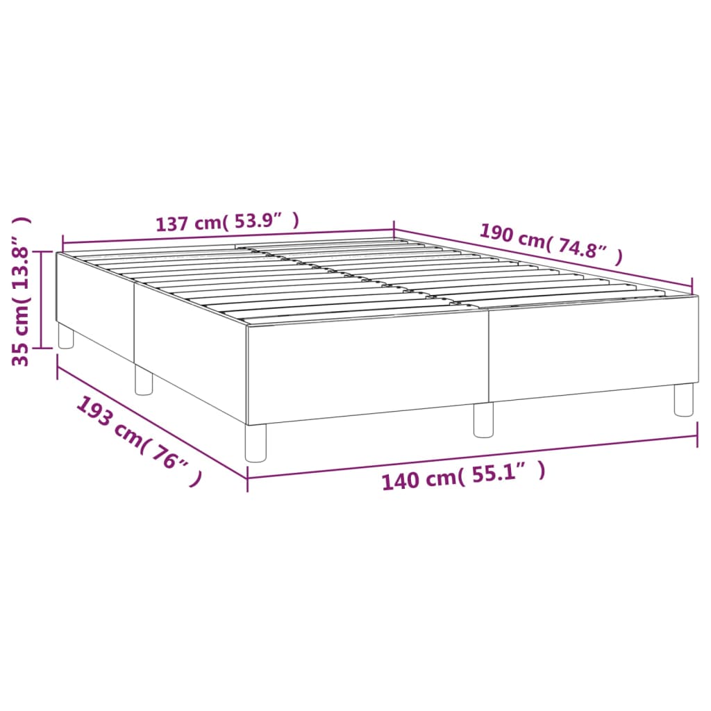 Estrutura de cama 140x190 cm tecido cinza-claro