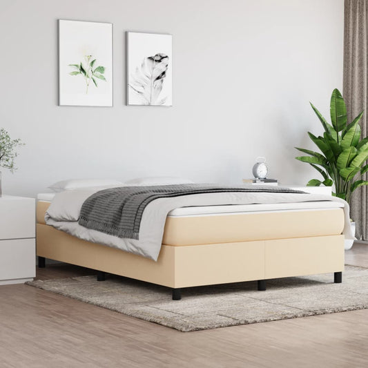 Estrutura de cama com molas 140x190 cm tecido cor creme