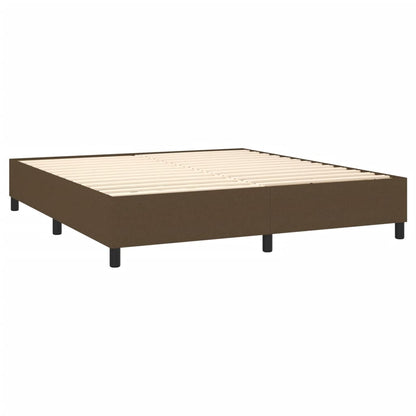 Estrutura de cama 160x200 cm tecido castanho-escuro