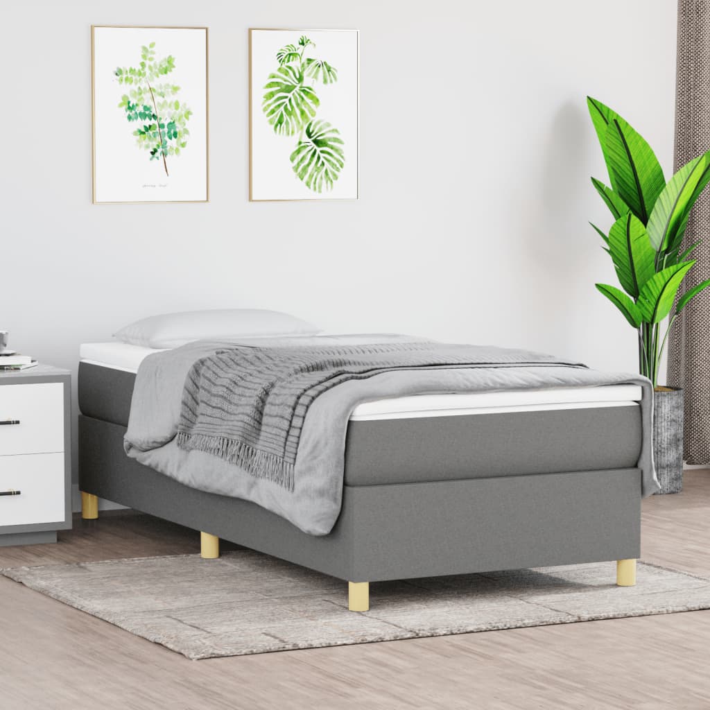 Estrutura de cama 90x190 cm tecido cinzento-escuro