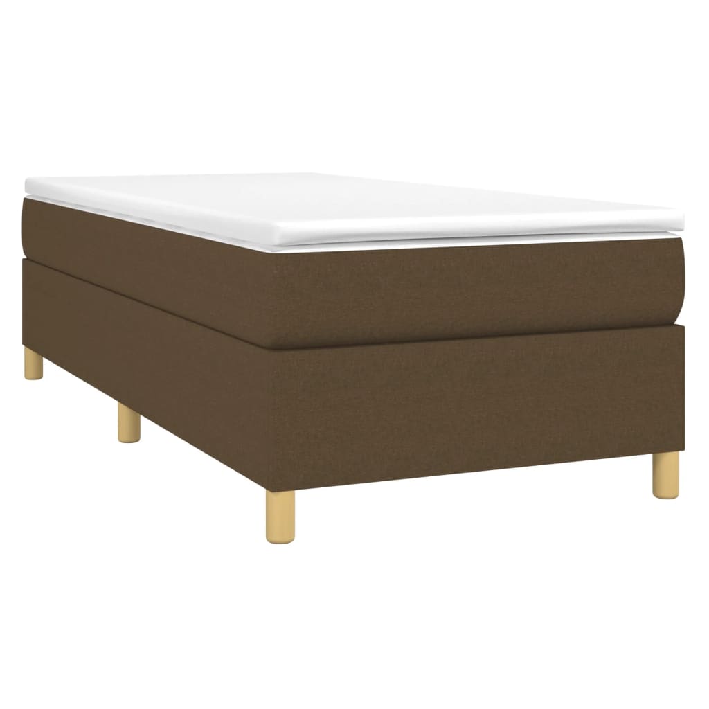 Estrutura de cama 90x190 cm tecido castanho-escuro