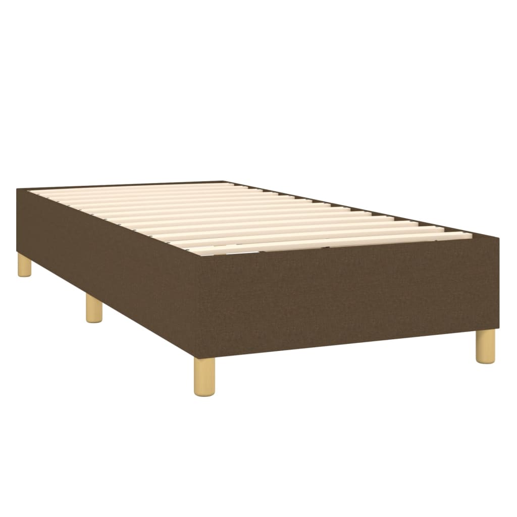 Estrutura de cama 90x190 cm tecido castanho-escuro