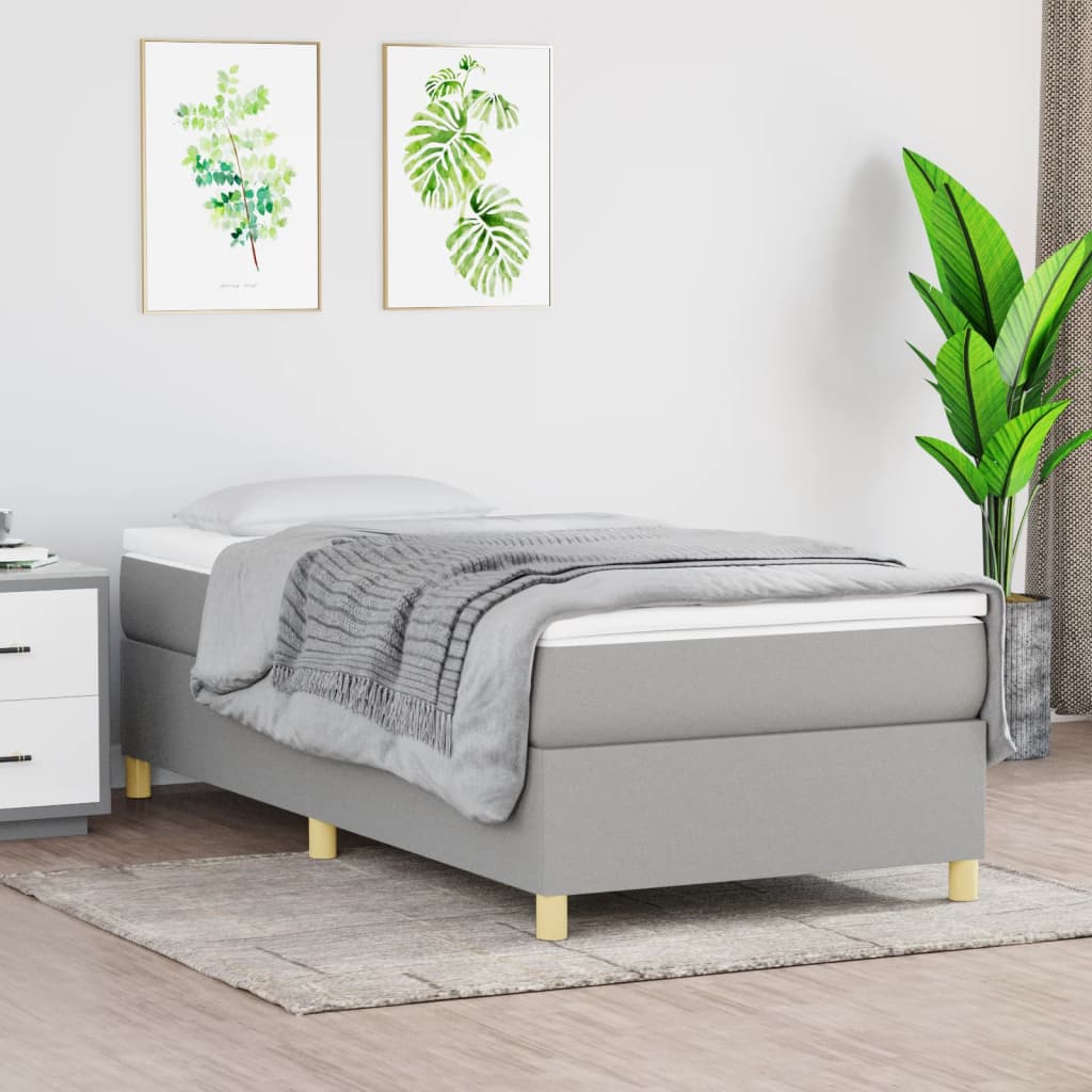 Estrutura de cama 90x200 cm tecido cinza-claro