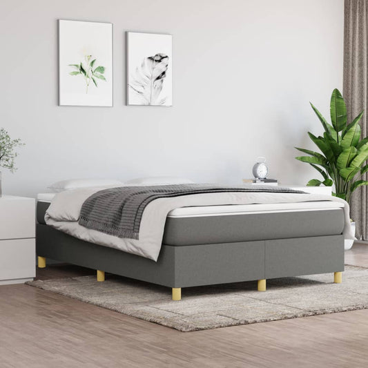 Estrutura de cama 140x190 cm tecido cinzento-escuro