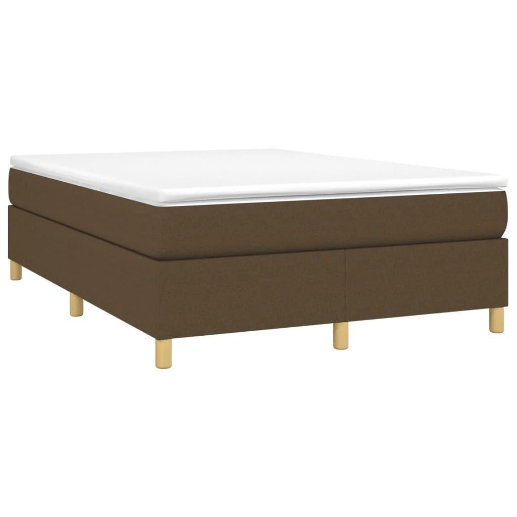 Estrutura de cama 140x190 cm tecido castanho-escuro