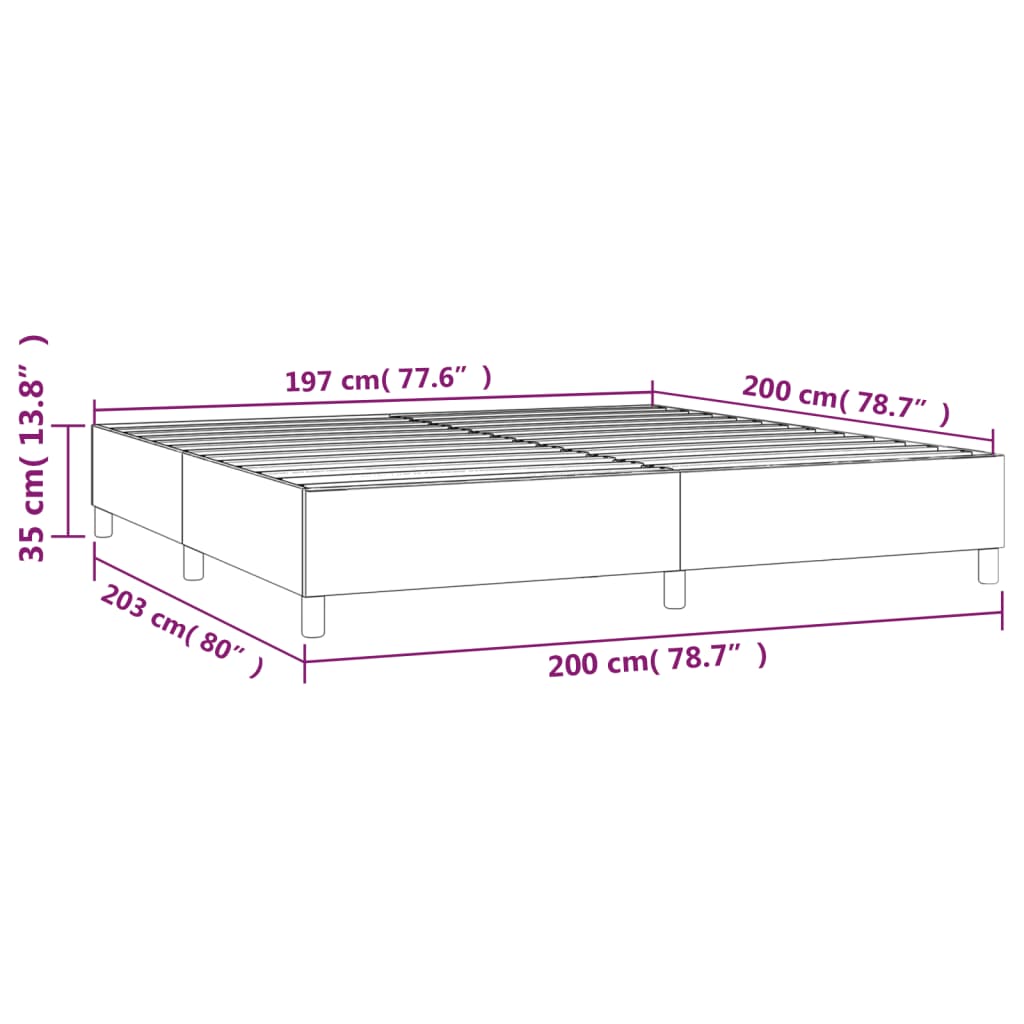 Estrutura de cama com molas 200x200 cm tecido cinzento-escuro