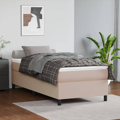 Estrutura de cama 80x200 cm couro artificial cor cappuccino