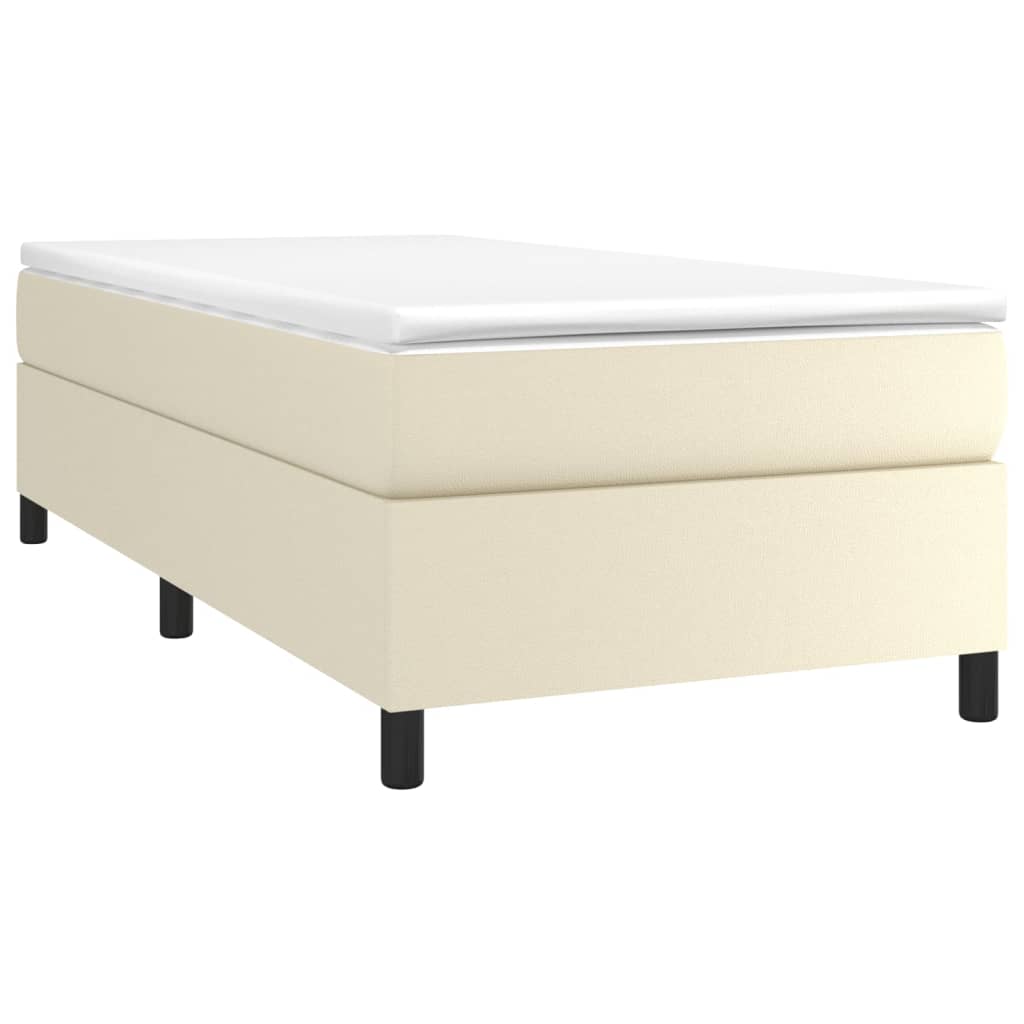 Estrutura de cama 90x190 cm couro artificial cor creme