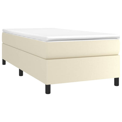 Estrutura de cama 90x190 cm couro artificial cor creme