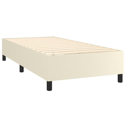 Estrutura de cama 90x190 cm couro artificial cor creme