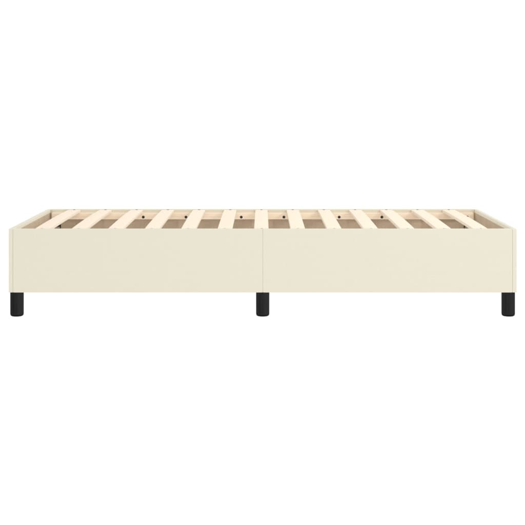 Estrutura de cama 90x190 cm couro artificial cor creme