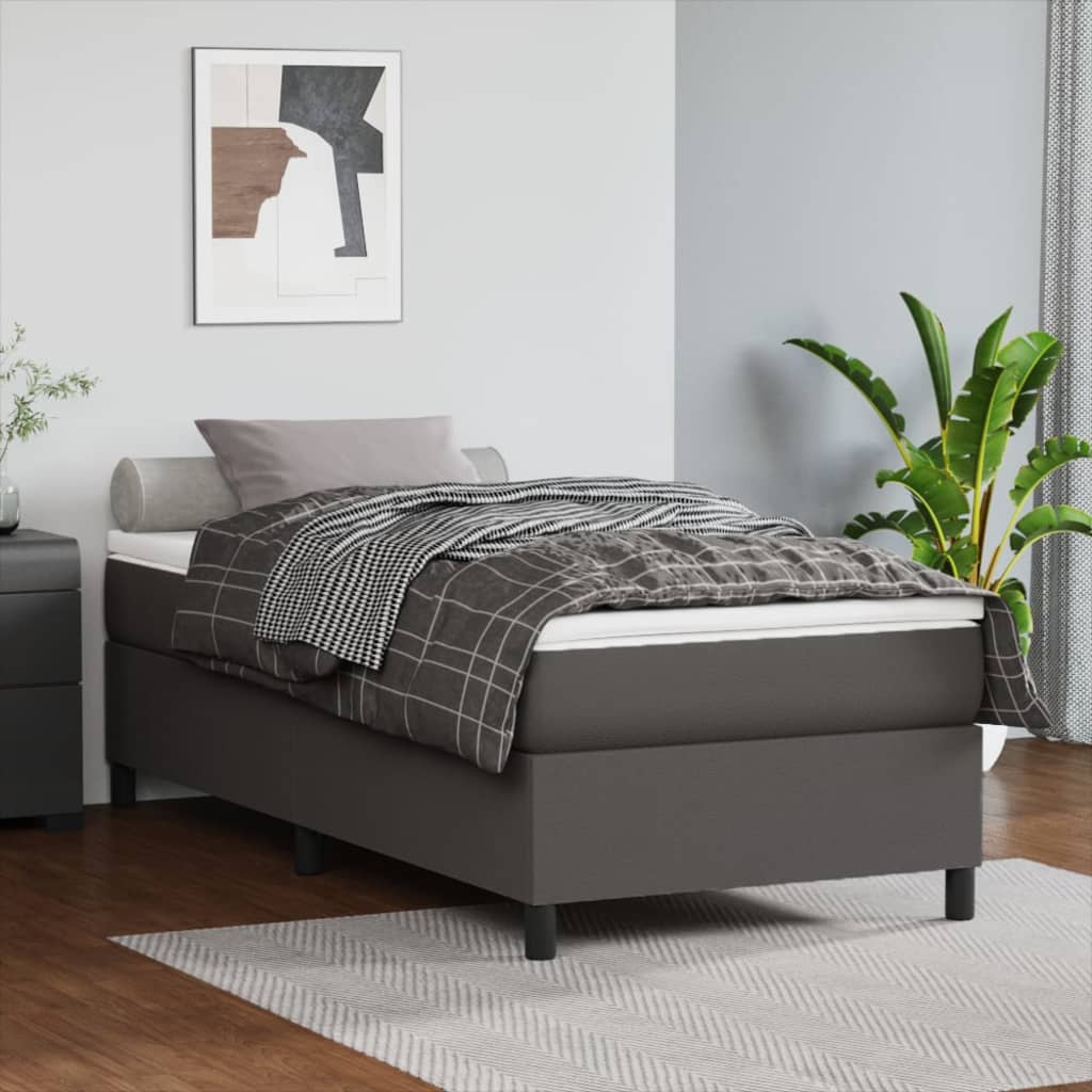 Estrutura de cama 90x190 cm couro artificial cinzento