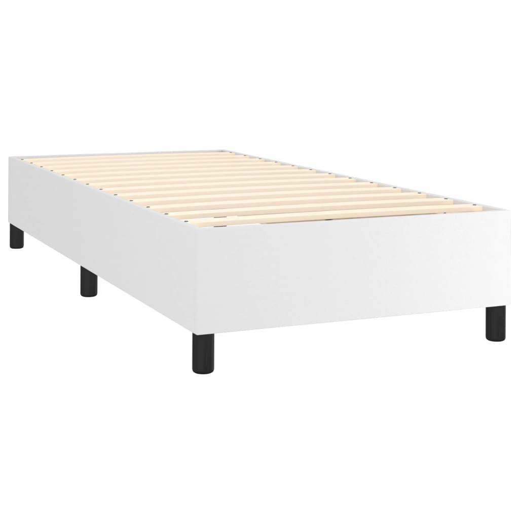 Estrutura de cama 90x200 cm couro artificial branco