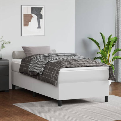 Estrutura de cama 90x200 cm couro artificial branco