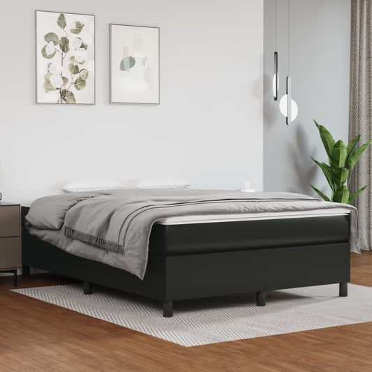 Estrutura de cama 140x190 cm couro artificial preto