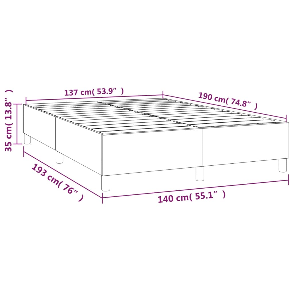 Estrutura de cama 140x190 cm couro artificial branco