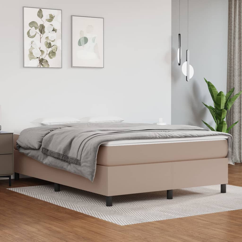 Estrutura de cama 140x190 cm couro artificial cappuccino